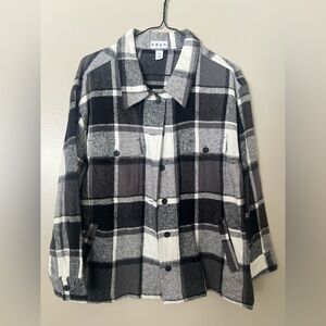 Women's Plaid Shacket in Black and Gray